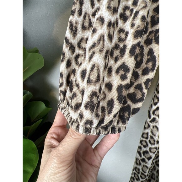 Zara Dress Womens Small Cheetah Midi Tiered Boho Cottagecore Bohemian Bloggers - Picture 5 of 13